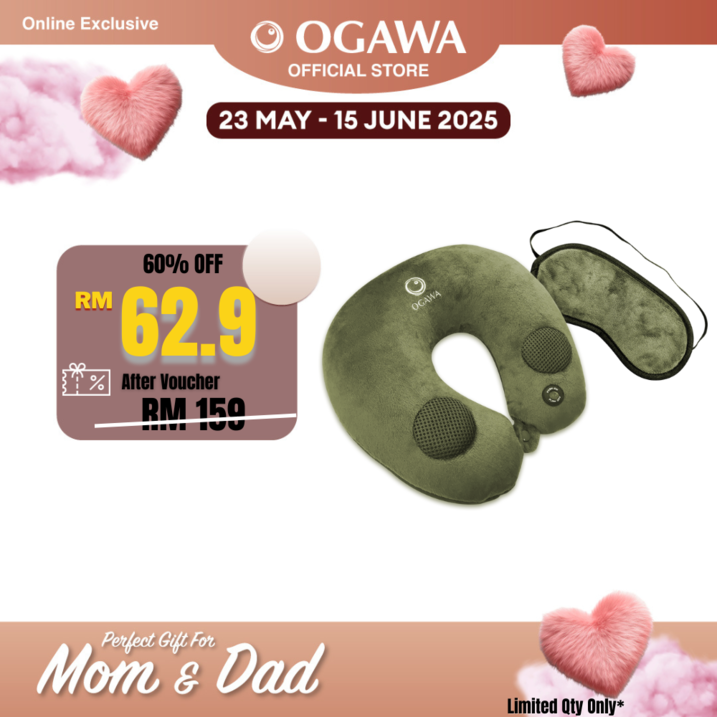 OGAWA Tinkle-X Music Vibration Massage Pillow and Sleep Eye Mask (Green)*